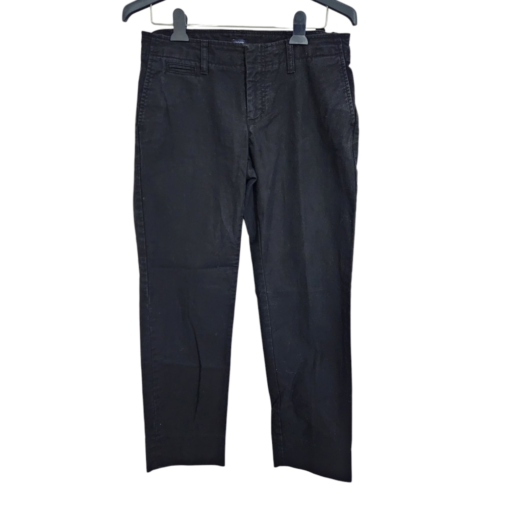 GAP Stretch Black Straight Leg Jeans Adjustable Waist Built In Belt Size 8